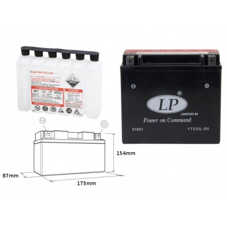 Akumulator motocyklowy LANDPORT YTX20L-BS